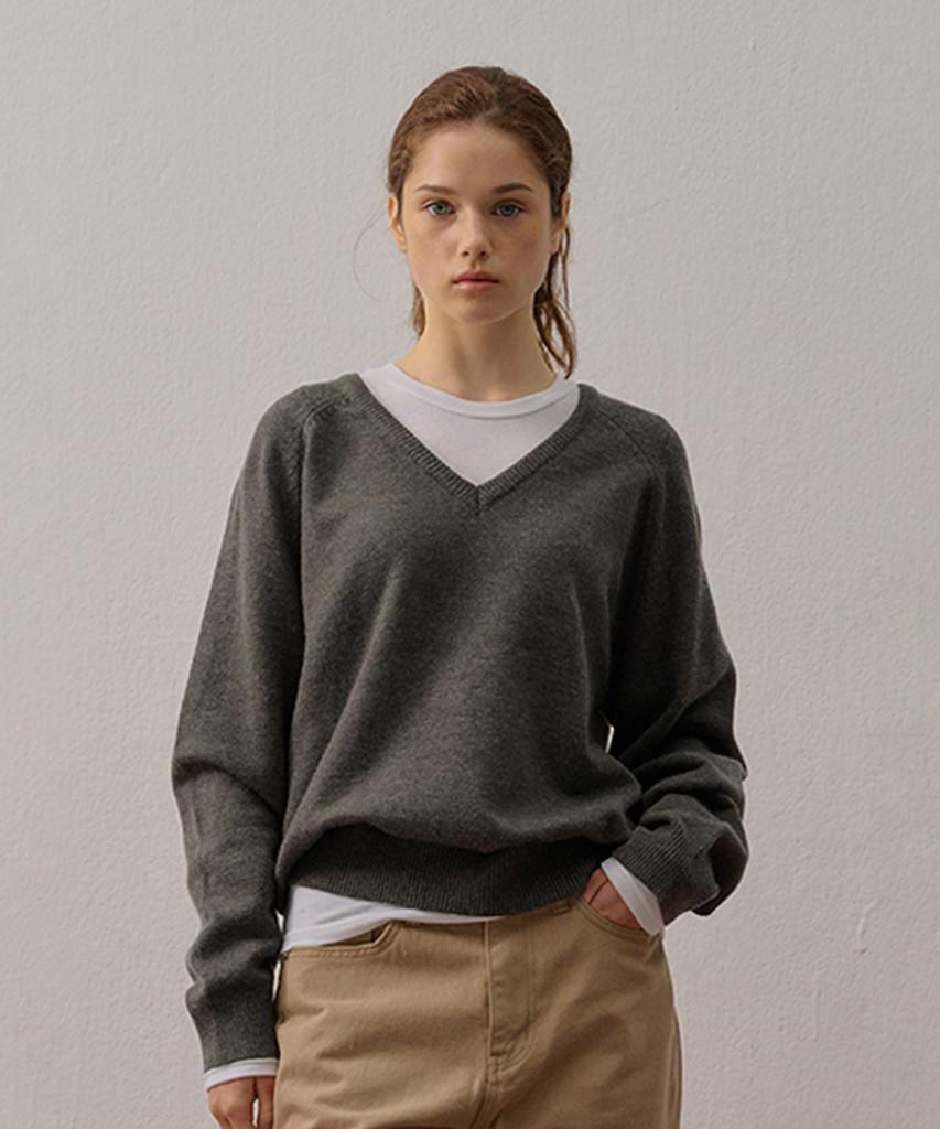 CAMINO V-Neck Basic Knit Gray