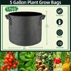 5pcs Grow Bags 5 Gallon Plant Grow Bags Multi-Purpose Nonwoven Fabric Pots with Durable Handles,Outdoor Garden Plant Pots for Vegetables Fruits