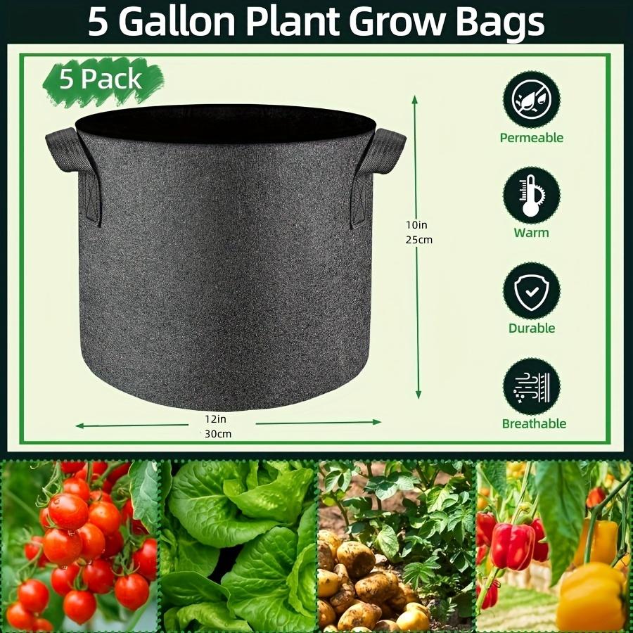 5pcs Grow Bags 5 Gallon Plant Grow Bags Multi-Purpose Nonwoven Fabric Pots with Durable Handles,Outdoor Garden Plant Pots for Vegetables Fruits