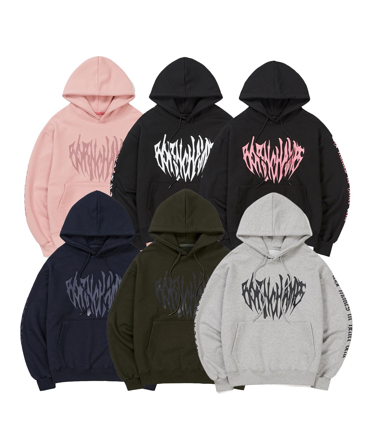 Bonchams [6 Colors] Heart Tribal Logo Hoodie B24St01 [Terry/Fleece] (Type A) Navy/L