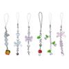 Sweet Bowknot Flower Bead Phone Charm Straps Car Keys Hanging Pendants Y2K Bag Decoration Lanyard Purse Accessories