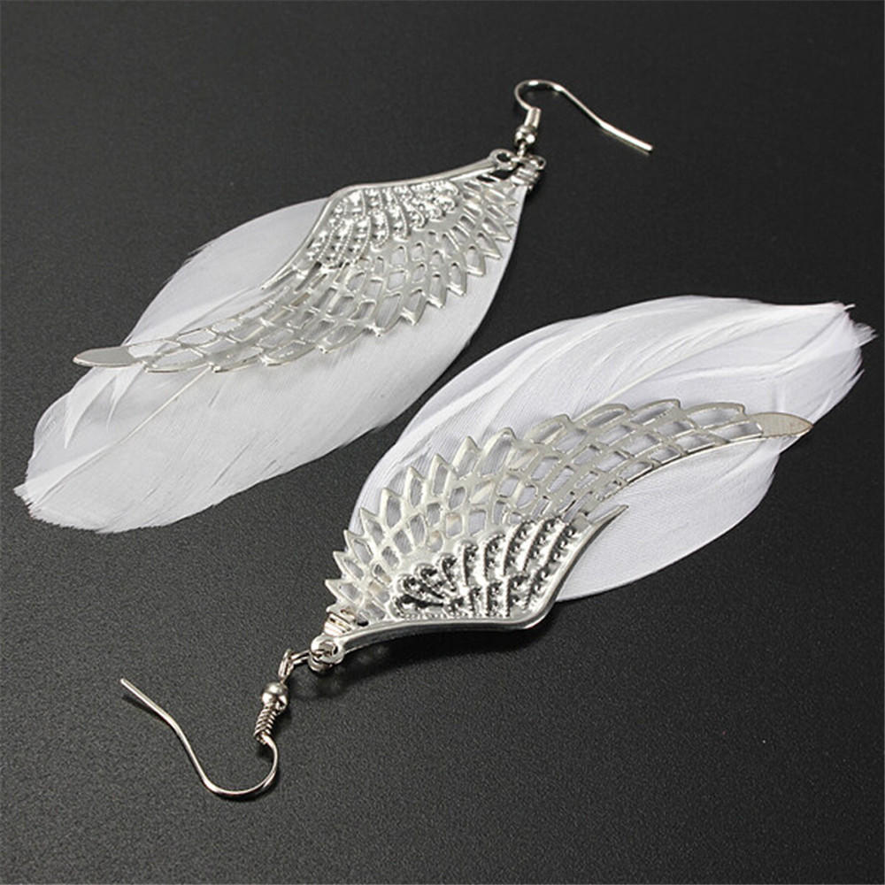 Moda Ala Ángel Pluma Pendiente Mujer Candelabro Colgante Pendientes Largos
