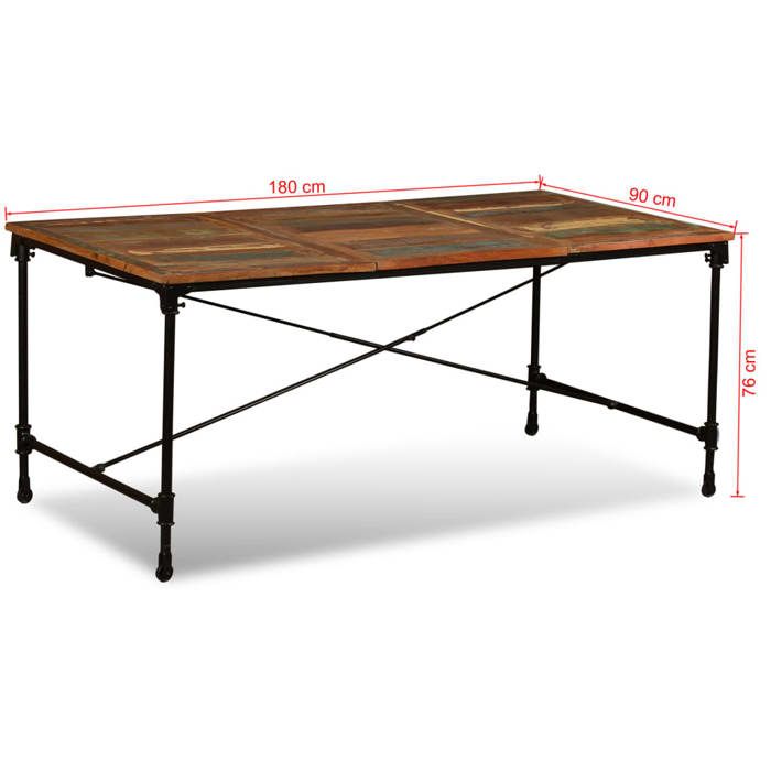 VidaXL Table de salle à manger Bois de récupération massif 180 cm