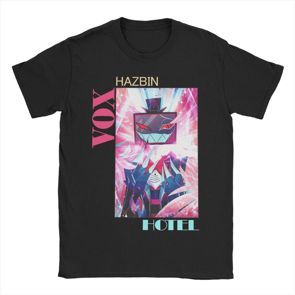 Vox Hazbined Hotels Men Women T Shirt Black Comedy Humor Tee Shirt Short Sleeve TShirt 100 Cotton Printed Clothing