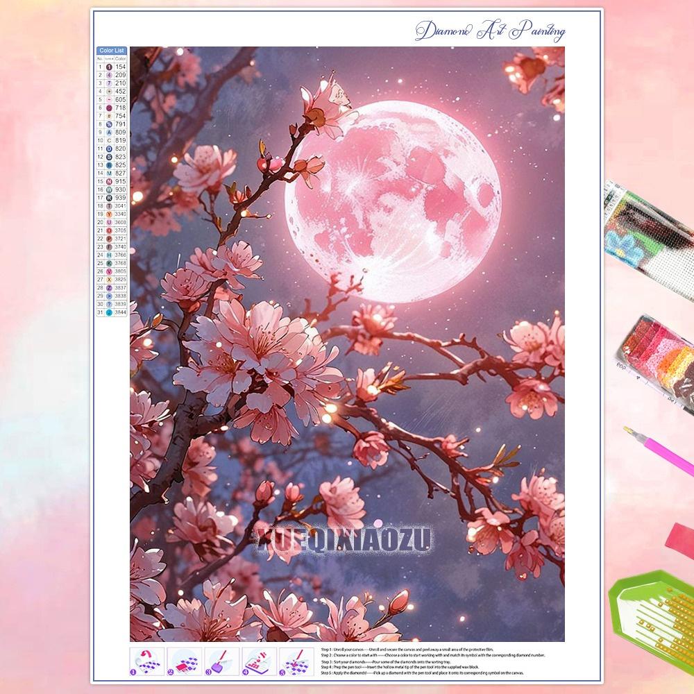 Pictură Diamant DIY Copac Lună Fantastică Peisaj Strasuri Foraj Complet Mozaic Broderie Handmade Decor Acasă Cadou Noutăți