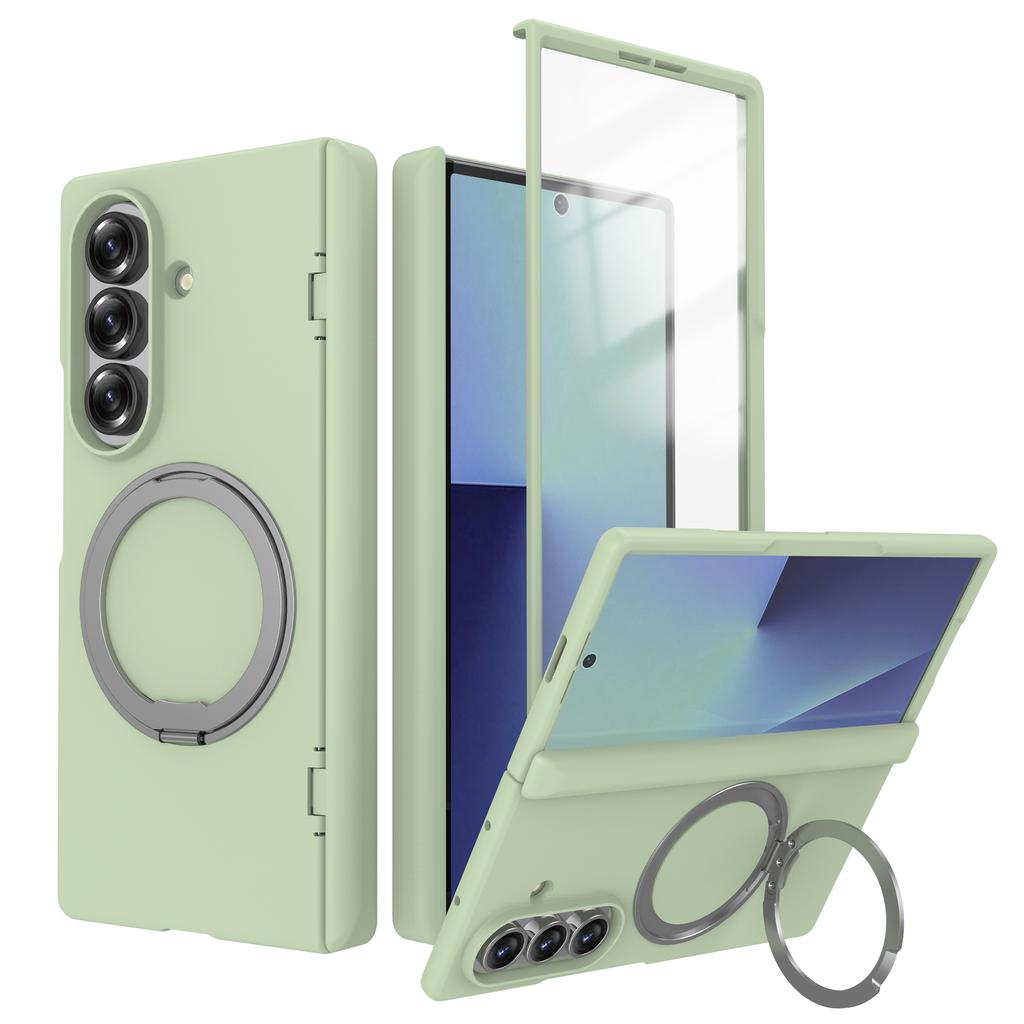 360° Rotating Magnetic Bracket Holder Hinge Magsafe Case for Samsung Galaxy Z Fold 7 6 Tempered Screen Glass Film Protect Wireless Charging Hard Cover