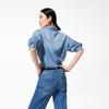 VEROMODA Women's Lyocell Blend Tie-Sleeve Denim Shirt