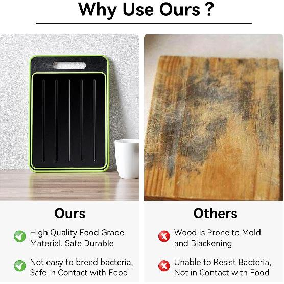 2 in 1 Defrosting Tray/cutting Board, Defrost Cutting Board with Sharpener, Thawing Tray for Frozen Meat, Double Sided Cutting Board with Sharpener