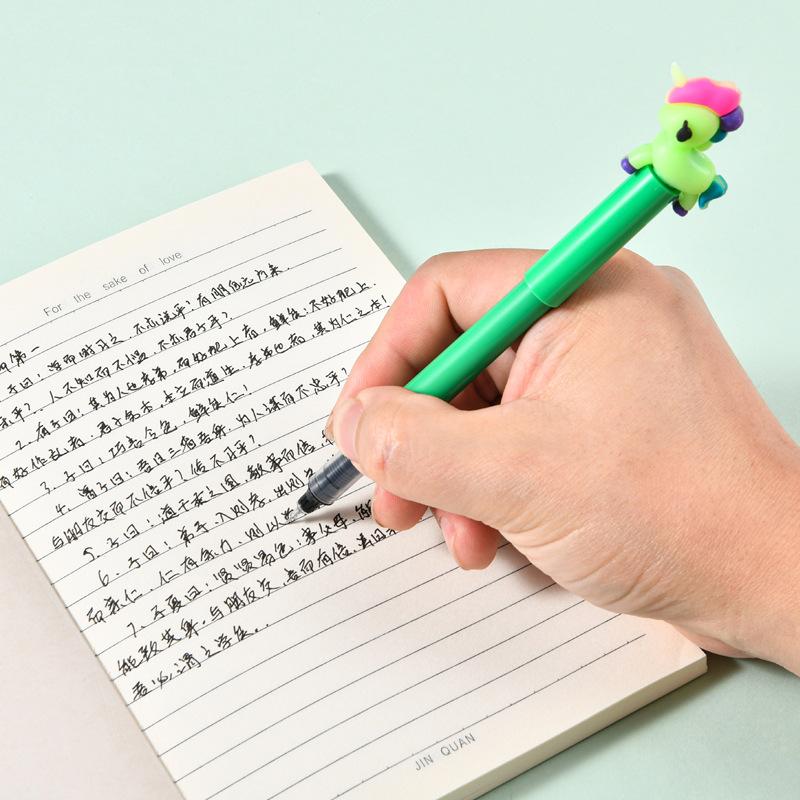 5Pcs Cute Cartoon Kawaii Animal Gel Pens Black Ink Straight Liquid Writing Neutral Pen Student School Office Stationery Holiday Gift Novelty Stationel