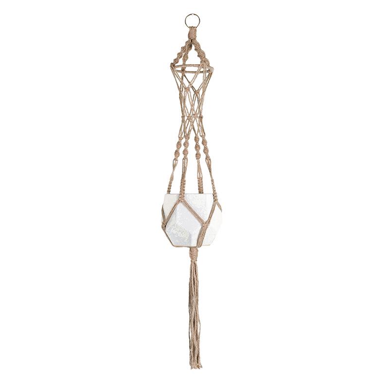 Hand-woven Bohemian Hemp Rope Hanging Basket Pendant