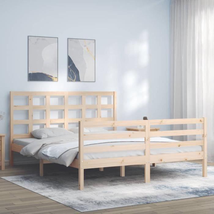 VidaXL Bed Frame with Headboard 160x200 Cm Solid Wood 3193996