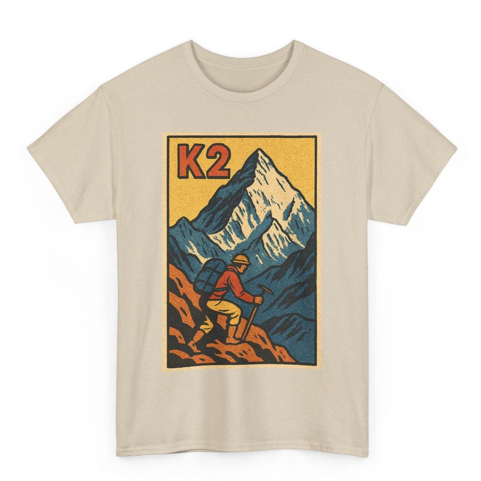K2 Mountain T-Shirt: Retro Comic Style Karakoram Climb Tee 2XL