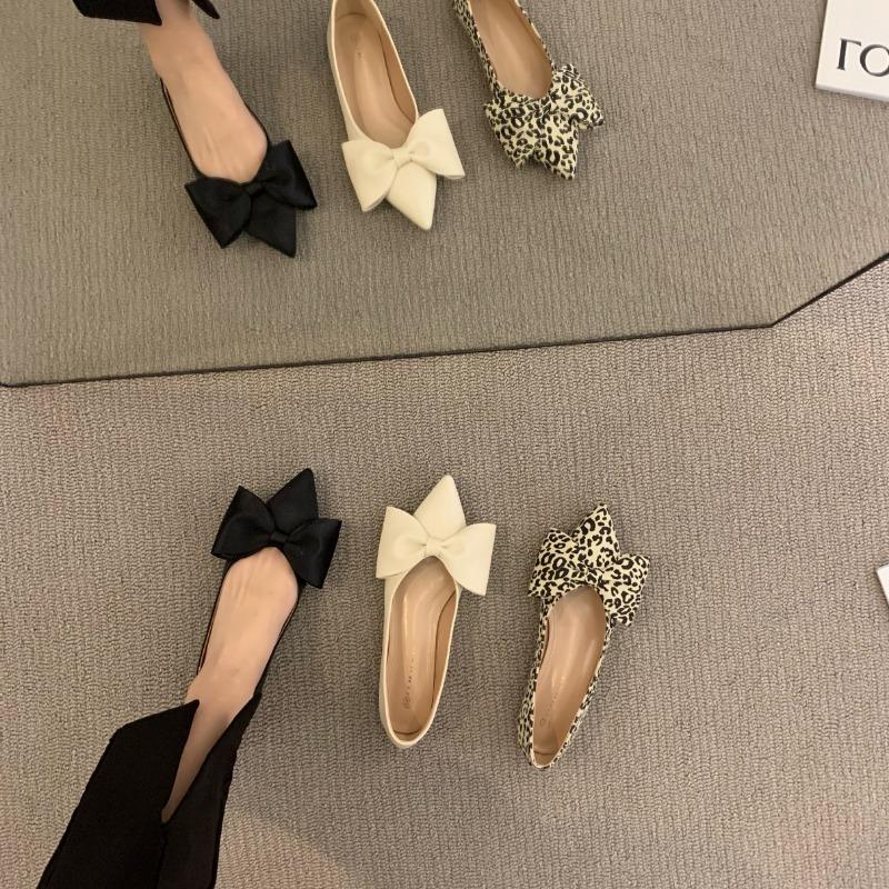 Fashion Flat Shoes for Women 2025 Spring Autumn Pointed French Bow Solid Casual Plus Size 42 43 44 Women's Shoes Ladies loafers women