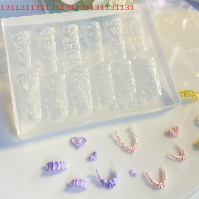 Cake Cream Skirt Bowknot Ribbon 3D Acrylic Mold Nail Art Decorations DIY Design Silicone Nail Art Mold Template For Nail Charms