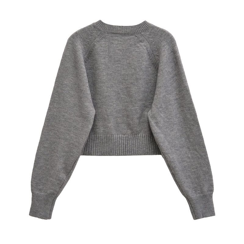 Fashion Style 2024 Autumn Women's New Short Slim Looking Easiest for Match round Neck Wool Cardigan Pink Outwear 1244418003