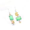 European and American Retro Turquoise Color Block Earrings