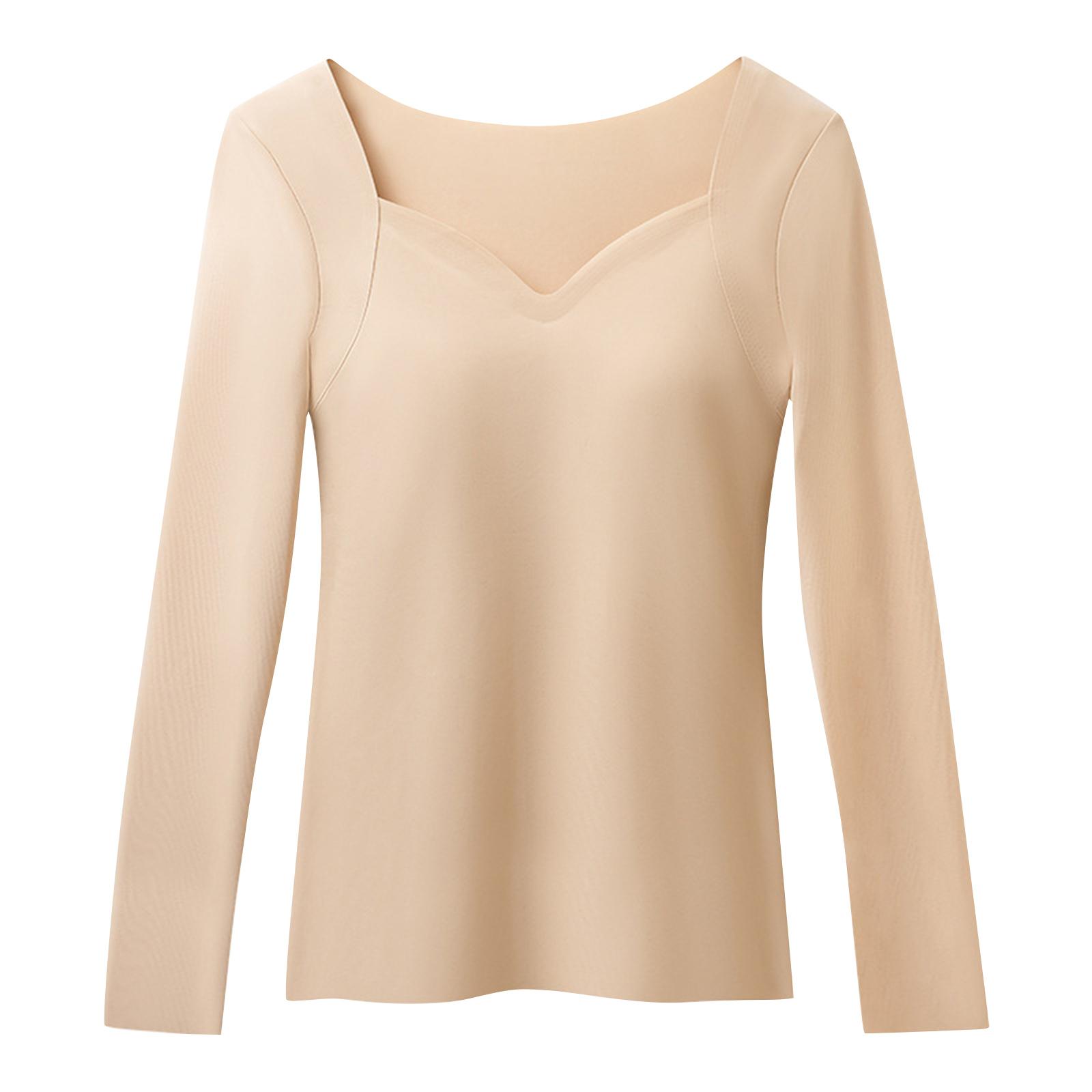 

Women s Solid Color Seamless Long Sleeved Thermal Underwear Top L