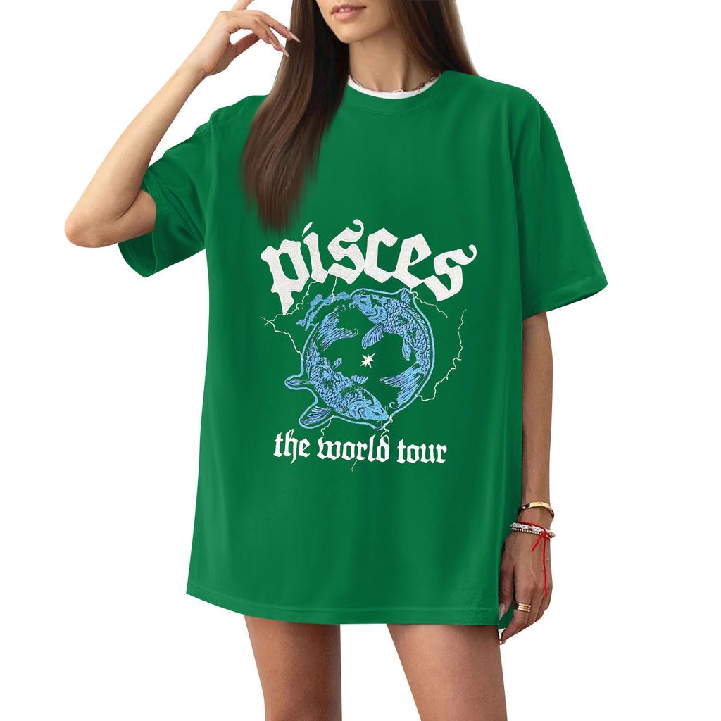 Mode Rundhals Raglan Kurzarm Arbeitskleidung Bedruckte Oberteile Damen Sommeroberteile