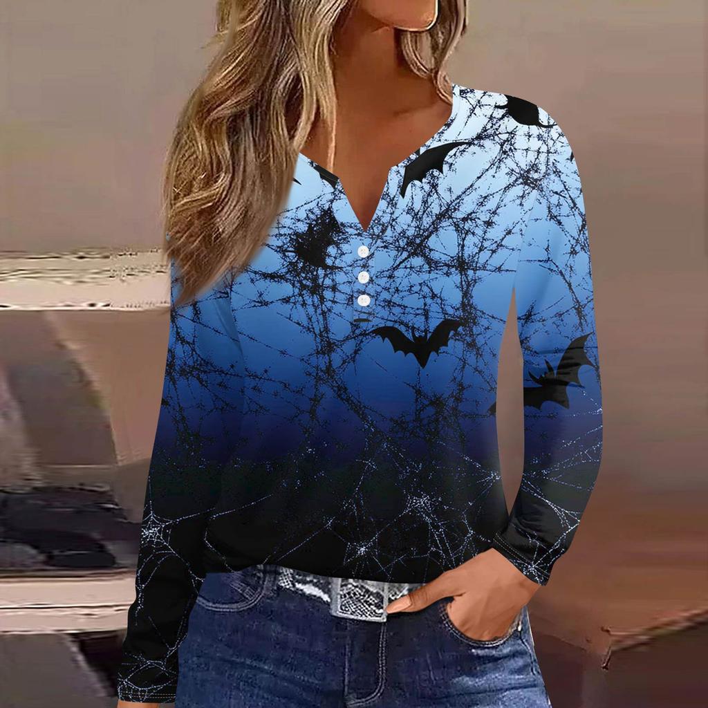 Women's T Shirt Tee Button Long Sleeve Daily Weekend Fashion Basic V- Neck Regular Top