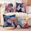 Hikikomari Kyuuketsuki no Monmon Cushion Cover Soft Plush Fabric Double-Sided Printed Sofa Cushion Cover for All Seasons Decor