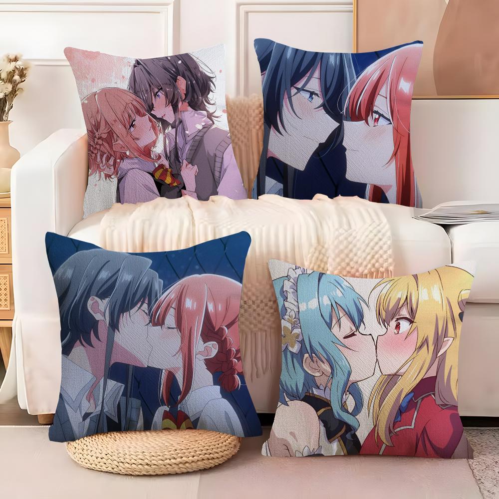 Hikikomari Kyuuketsuki no Monmon Cushion Cover Soft Plush Fabric Double-Sided Printed Sofa Cushion Cover for All Seasons Decor