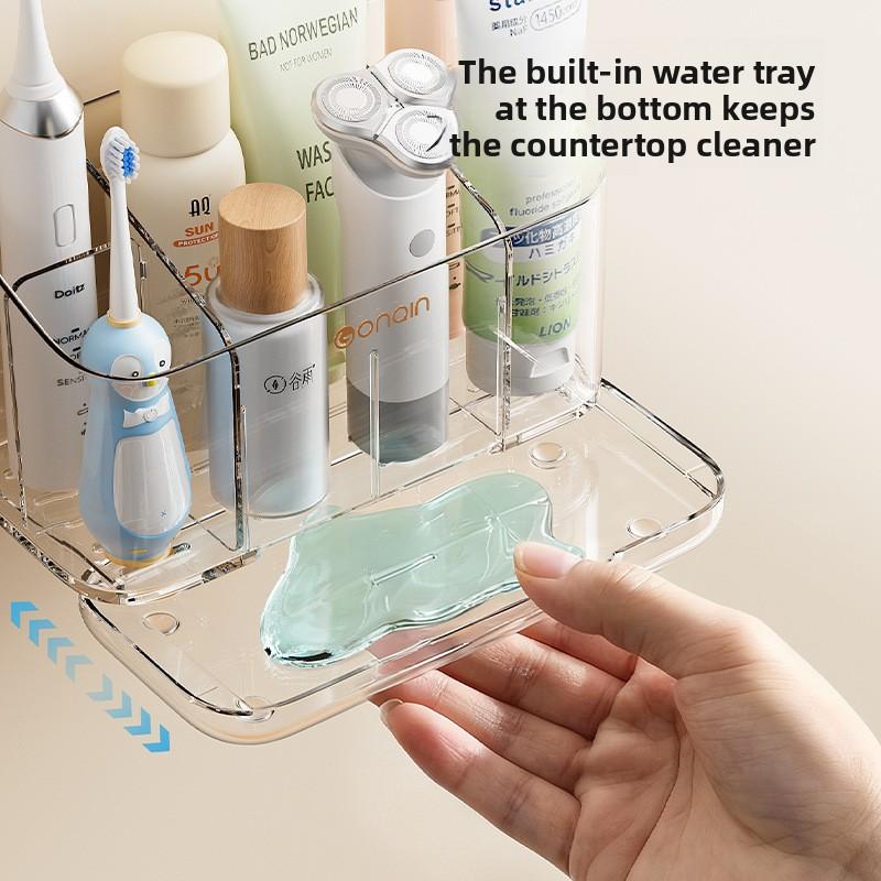 Electric Toothbrush Storage Rack, Wall-mounted Bathroom Toothpaste and Toothbrush Storage Rack Without Drilling