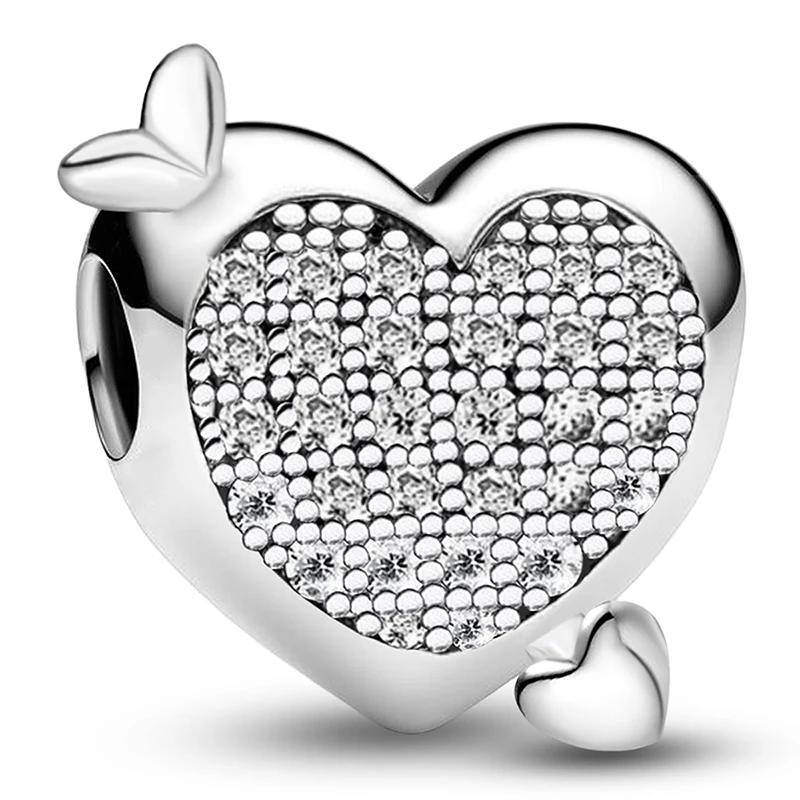 Copper Love Heart Shaped Cute Charms Beads Fit Diy Bracelet Bangle Making Gift Of High Quality Jewelry For Womens