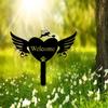 Metal Garden Stake Dog Memorial Heart Wings Pet Name Marker Yard Decoration for Halloween Christmas New Year Gift