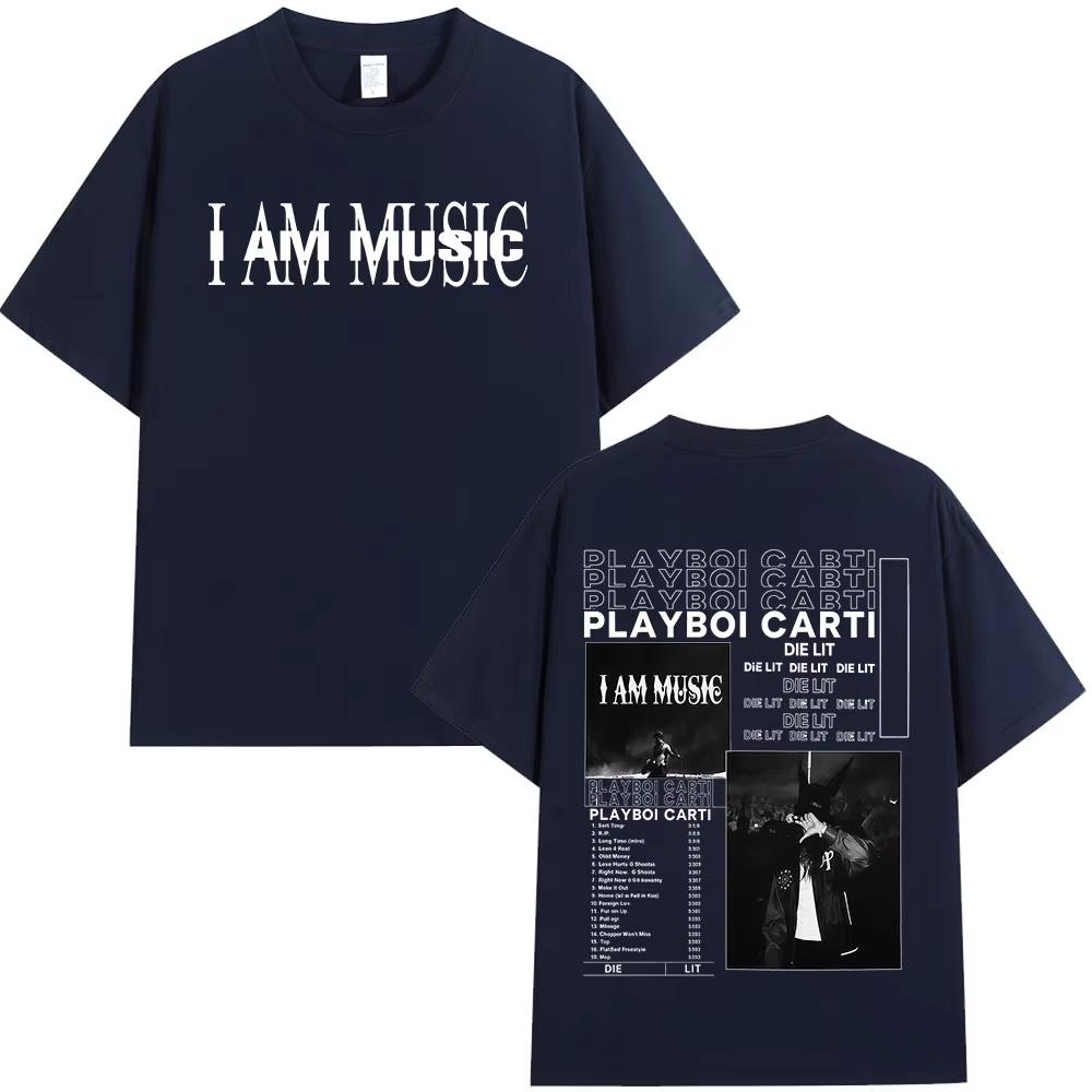 Rapper Playboi Carti I AM MUSIC graphics 100Cotton music Tshirt Men 2026 New Summer Hip hop unisex Short sleeve shirt fan gifts