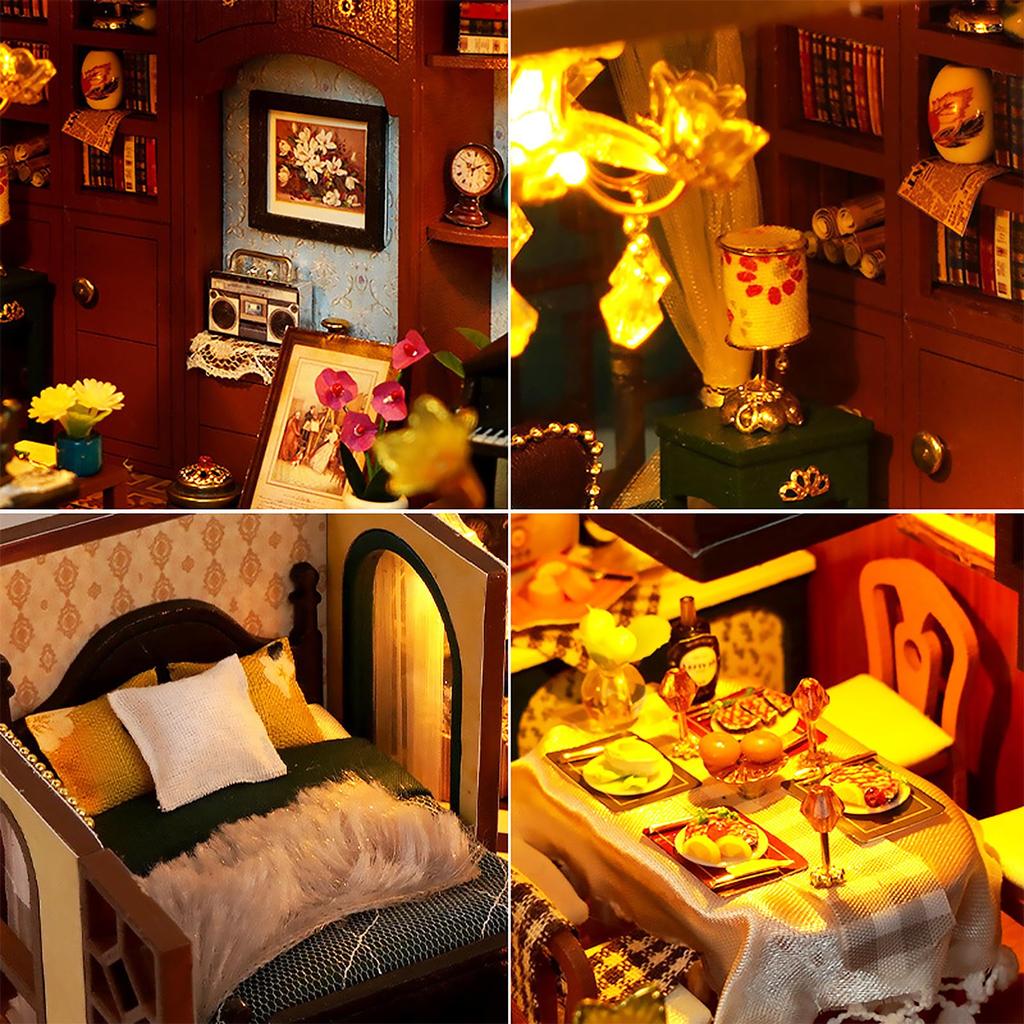 DIY Miniature Dollhouse with Oriental Furniture Set and Acrylic Case (TD45)