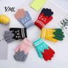 Playful Jacquard Gloves for Daily Wear 1 Pair Kids Winter Gloves, Cozy Thick Lined Mittens with Flexible Knitted Writing Playing Cute Cat Pattern,