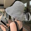 Thousand Bird Grid Bucket Hat Women's Summer Uv Anti-ultraviolet Sunshade Sunscreen Hat Big Brim Face Covering Sun Hat