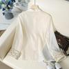 2025 High-End Faux Silk Jacquard Embroidered Top with Chinese Frog Buttons and Stand Collar for Women
