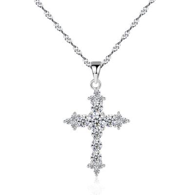 Cross Pendant Fashion Zirconia Silver 925 with Chain Length 40cm 5cm Adjustable Necklace Women [Bellitia Jewelry]