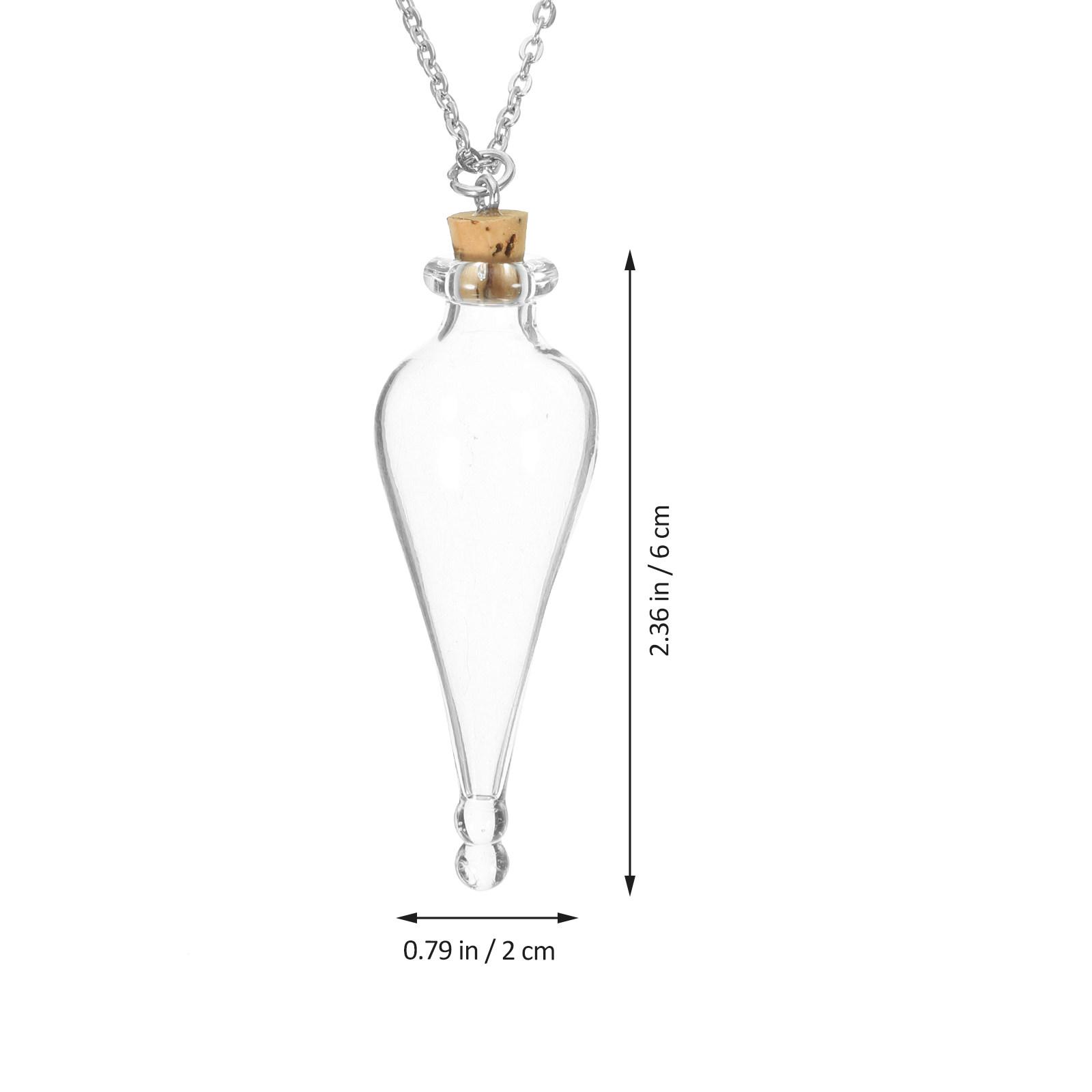 

Bottle Necklace Mini Glass Jar Pendant with Chain for Honeymoon Keepsakes Organizing Small Items Tiny Jars серебряный