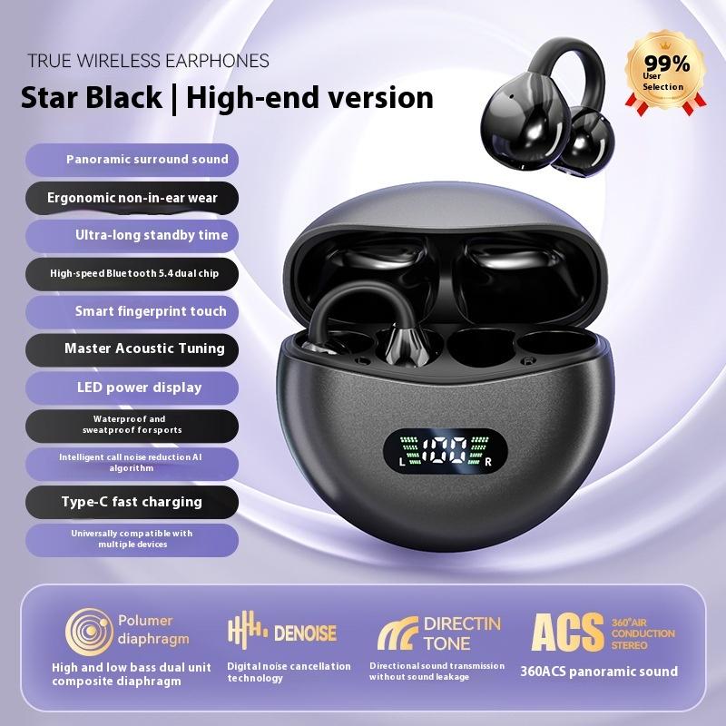 Bluetooth Headset Clip-on Ear Noise Reduction Waterproof High Sound Quality Bone Conduction True Wireless