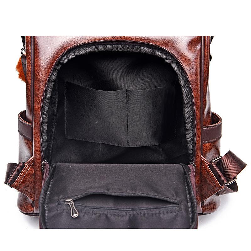 Women's Bag Korean Version of the New Fashion Soft Leather Large-capacity Backpack Street Casual Backpack