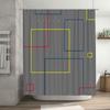 Contemporary Geometric Design Shower Curtain Waterproof Fabric For Bathroom Decor In Gray With Red And Blue Accents (72 X 84 Inc