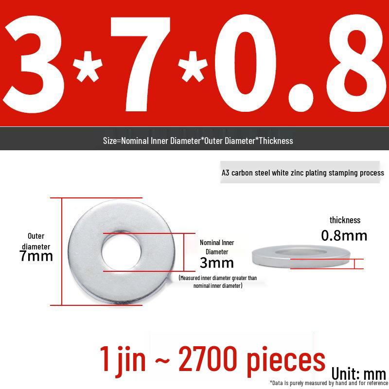 Extra Large Galvanized Metal Flat Washer - Thickened Round Screw Washer M6-M16