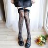 Lace Trim Fishnet Rose-Pattern Mid-Calf Lolita Socks - Women's Cute White Stockings