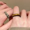 Fashion Brown Opal Irregular Pattern Geometric Round Ring for Women Girl Vintage Aesthetic Trend Temperament Jewelry Collocation