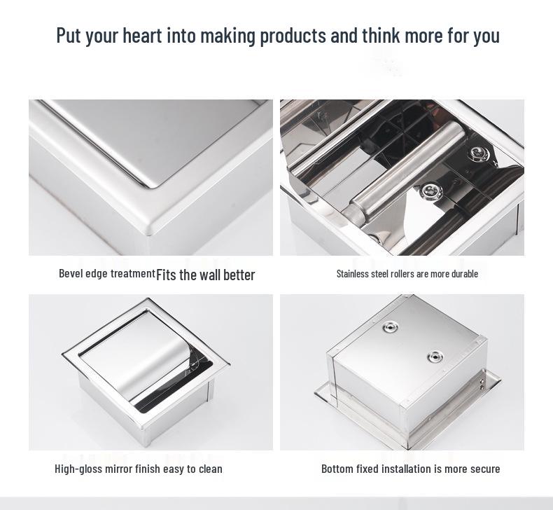 Stainless Steel Concealed Wall-Mounted Double Roll Tissue Holder