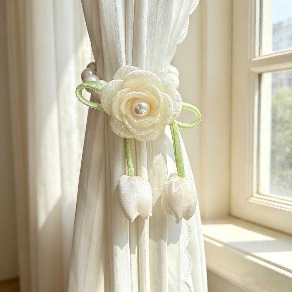 Beautifully Flowers Curtain Straps Magnetic Sheer Curtains Tiebacks Pearl Curtain Buckle  Bedroom