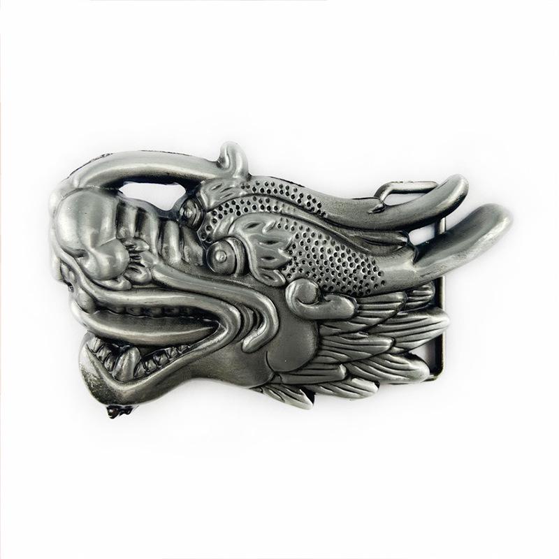 Zinc Alloy Men's Chinese Dragon Belt Buckle – Trendy Smooth Snap Design