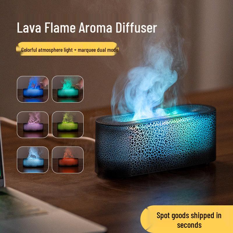 2025 Colorful Flame Aroma Diffuser USB Desktop Light & Humidifier