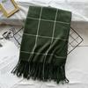 Versatile Winter Plaid Imitation Cashmere Scarf for Girls Warm Tassel  New Style Shawl for Boys