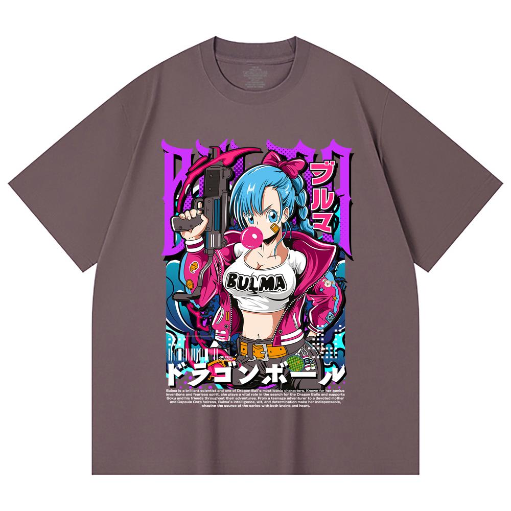 230 Gsm 100% Cotton Dragon Ball V66 Bulma Print Unisex Heavy Cotton T Shirt