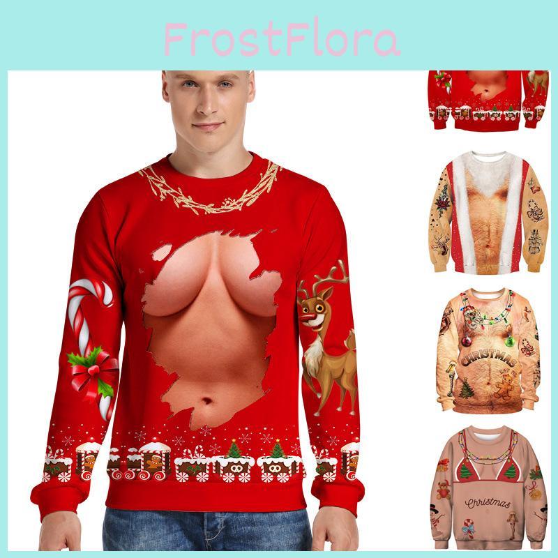 Cozy Mens Christmas 3d Graphic Print Pullover Hoodie Sweatshirt For Festive Celebrations