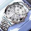 OLEVS Luxury Business Gold Stainless Steel Men's Watch Luxury Calendar Chronograph Moon Phase Quartz Watch Men's Clock