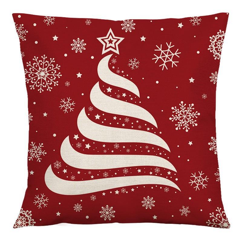 Christmas Pillow Red Christmas Tree Snowflake Home Decoration Pillow Cover